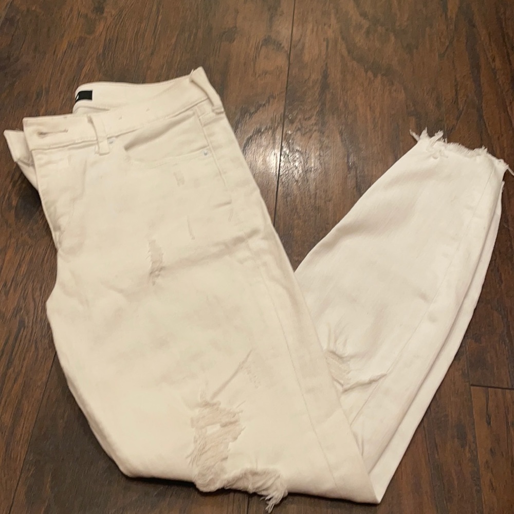 Express white distressed skinny jeans